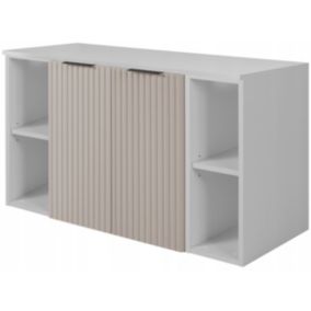 Szafka łazienkowa Furnidea 100 cm wisząca pod umywalkę kaszmir mat z białym blatem i regałami Flow 1 szt.