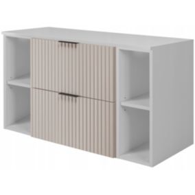 Szafka łazienkowa Furnidea 100 cm wisząca pod umywalkę kaszmir mat z regałami i blatem białym Flow 1 szt.