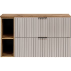 Szafka łazienkowa Furnidea 100 cm wisząca z blatem dąb Wotan kaszmir Flow 1 szt.