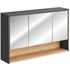 Szafka łazienkowa Furnidea 100 cm z lustrem szary dąb artisan Borneo 1 szt.