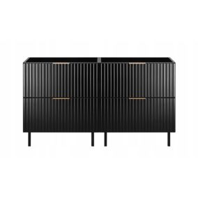 Szafka łazienkowa Furnidea 120 cm czarna ryflowana z blatem FLOW 1 szt.