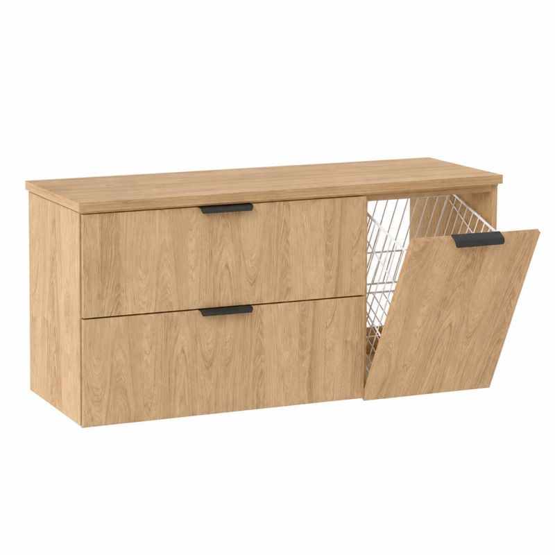 Szafka łazienkowa Furnidea 120 cm hikora LUNA 2 szuflady z blatem i koszem 1 szt.