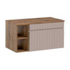 Szafka łazienkowa Furnidea 120 cm kaszmirowa z regałem blat dąb Iconic 1 szt.