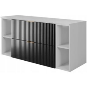 Szafka łazienkowa Furnidea 120 cm wisząca czarna z blatem i regałami białymi Flow 1 szt.