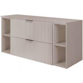 Szafka łazienkowa Furnidea 120 cm wisząca kaszmir z blatem i regałami kaszmir Flow 1 szt.