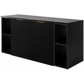 Szafka łazienkowa Furnidea 120 cm wisząca pod umywalkę czarna ryflowana Flow 1 szt.