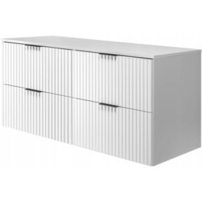 Szafka łazienkowa Furnidea 120 cm wisząca ryflowana 4 szuflady biały blat Flow 1 szt.