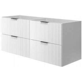 Szafka łazienkowa Furnidea 120 cm wisząca ryflowana 4 szuflady biały mat Flow 1 szt.
