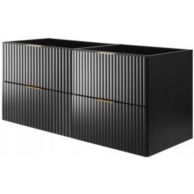 Szafka łazienkowa Furnidea 120 cm wisząca ryflowana czarny MDF 4 szuflady Flow 1 szt.
