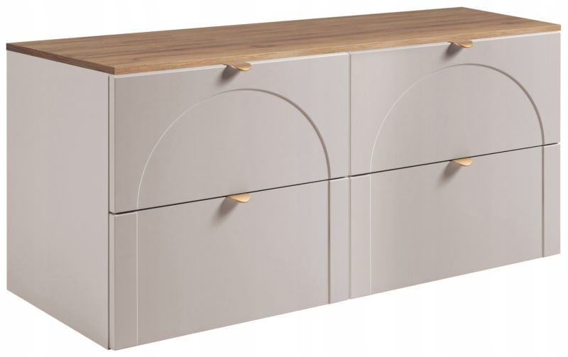 Szafka łazienkowa Furnidea 120 cm z blatem dąb craft uchwyt AURA 1 szt.