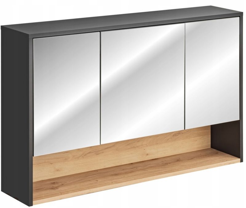 Szafka łazienkowa Furnidea 120 cm z lustrem szary dąb artisan Borneo 1 szt.