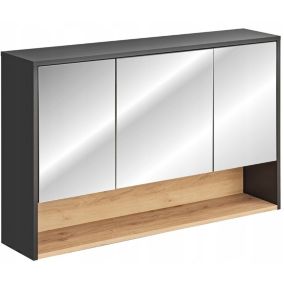 Szafka łazienkowa Furnidea 120 cm z lustrem szary dąb artisan Borneo 1 szt.