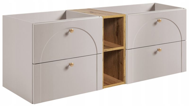 Szafka łazienkowa Furnidea 140 cm kaszmir dąb craft gałka AURA 1 szt.