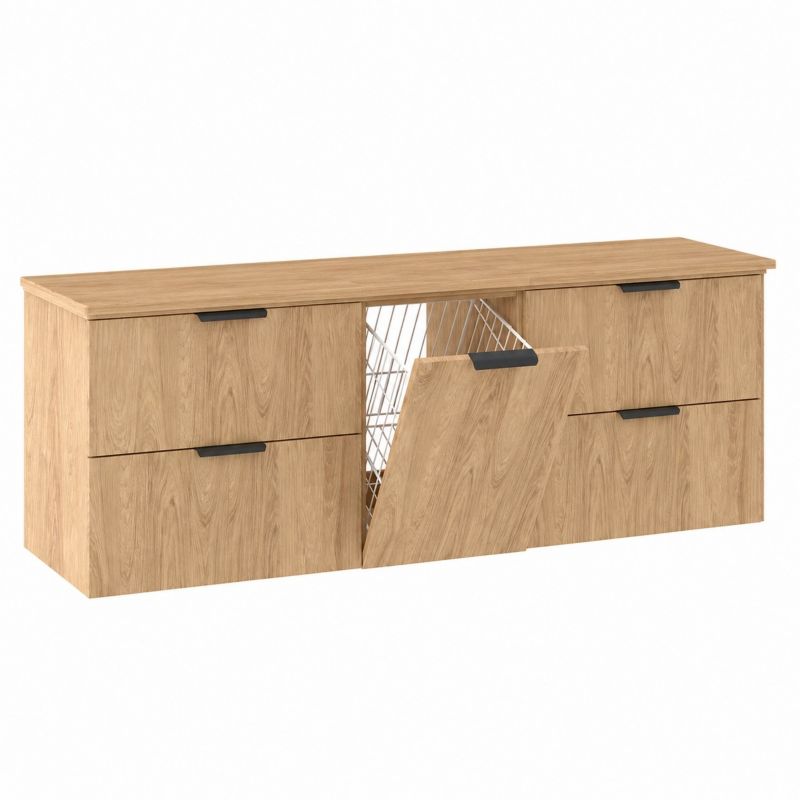 Szafka łazienkowa Furnidea 160 cm hikora LUNA z koszem i blatem 1 szt.