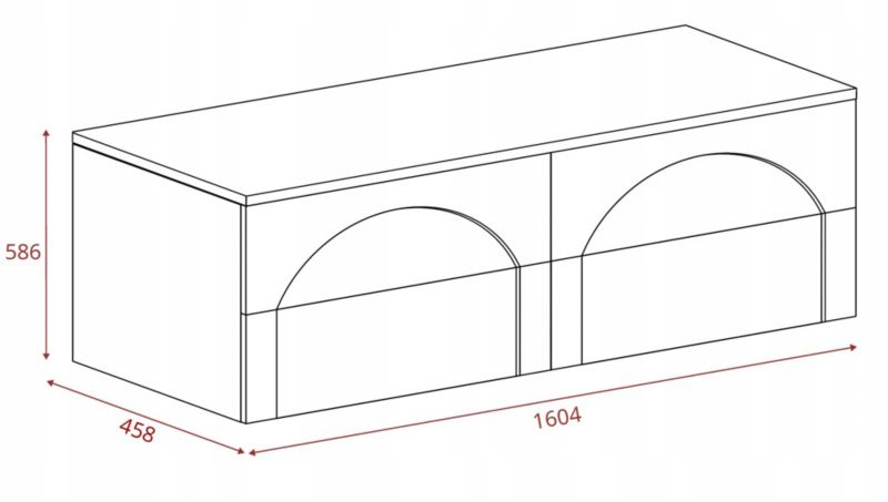 Szafka łazienkowa Furnidea 160 cm kaszmir z blatem biały gałka AURA 1 szt.