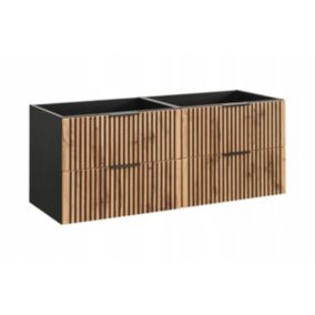 Szafka łazienkowa Furnidea 160 cm wisząca czarna dąb ryflowana XILO 1 szt.