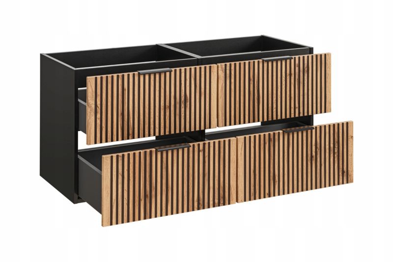 Szafka łazienkowa Furnidea 160 cm wisząca czarna dąb ryflowana XILO 1 szt.