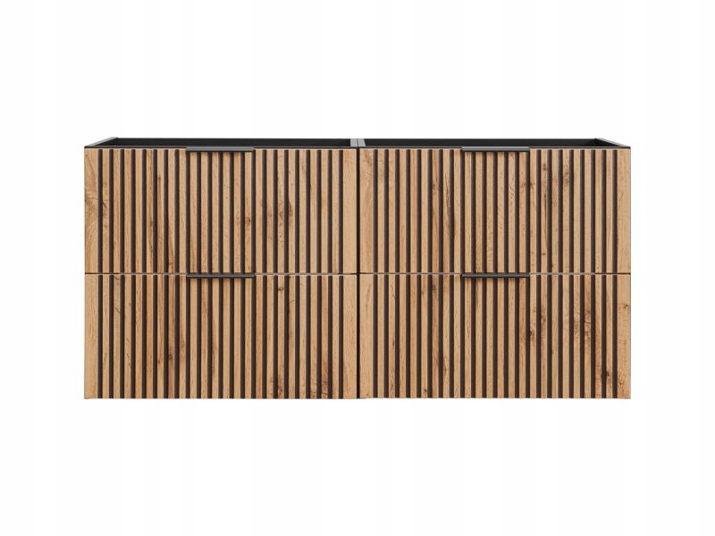 ドンタコス　70sFFA Szafka łazienkowa Furnidea 160 cm wisząca czarna dąb ryflowana