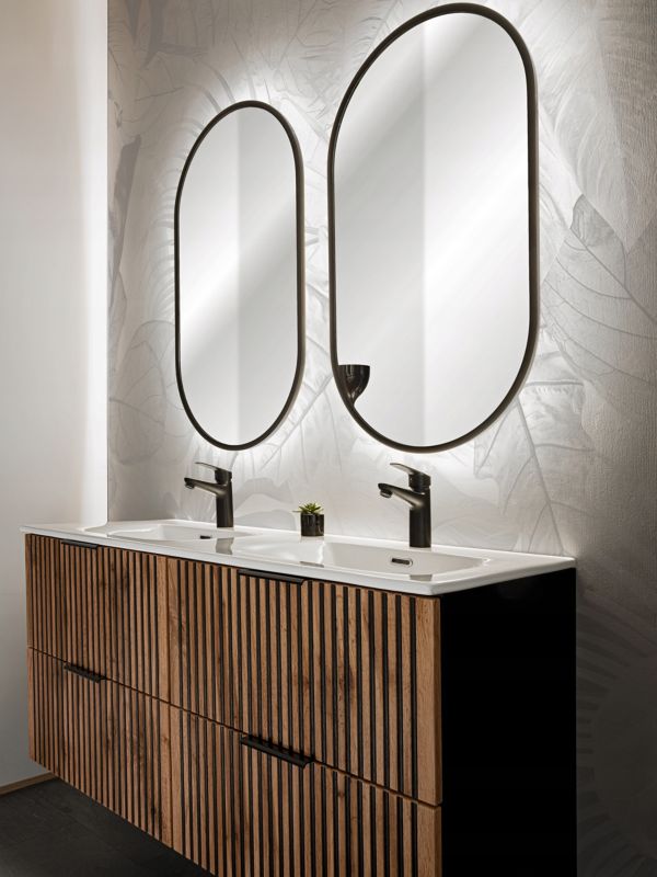 Szafka łazienkowa Furnidea 160 cm wisząca czarna dąb ryflowana XILO 1 szt.