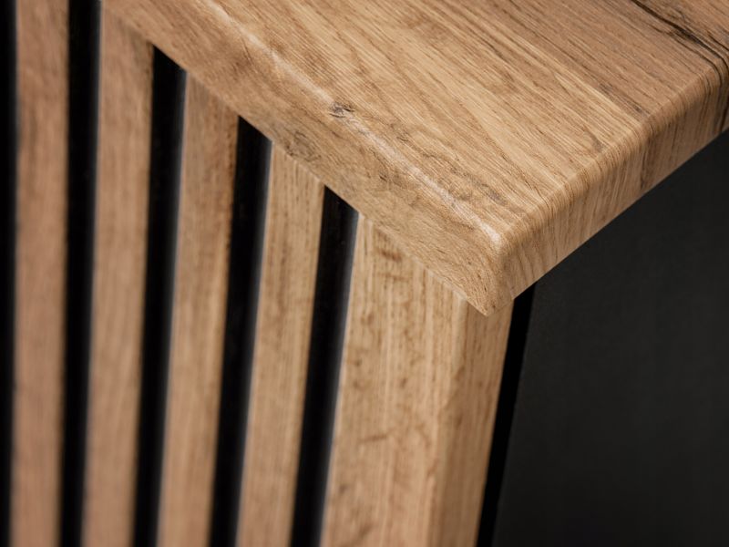 Szafka łazienkowa Furnidea 160 cm wisząca czarna dąb ryflowana XILO 1 szt.