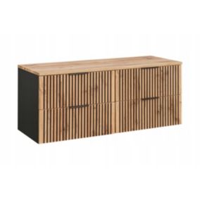 Szafka łazienkowa Furnidea 160 cm wisząca czarna dąb z blatem XILO 1 szt.