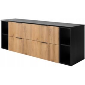 Szafka łazienkowa Furnidea 160 cm wisząca dąb z blatem i regałami Flow 1 szt.