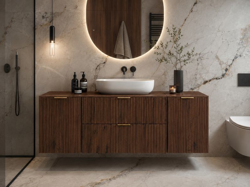 Szafka Łazienkowa Furnidea 160 cm z Blatem Dąb Orzech FLOW 2 KOSZE 1 szt.