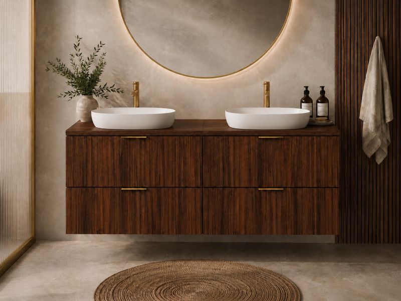 Szafka łazienkowa Furnidea 160 cm z blatem orzech Flow 1 szt.