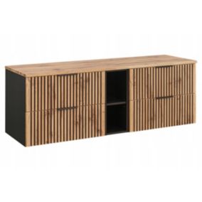 Szafka łazienkowa Furnidea 180 cm wisząca czarna dąb z blatem XILO 1 szt.