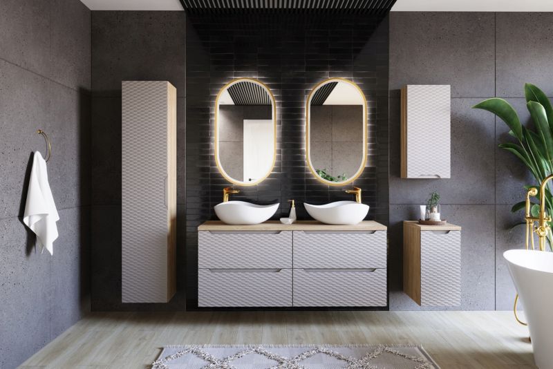 Szafka łazienkowa Furnidea 35 cm wisząca 1 drzwi beżowa front 3D Ocean 1 szt.