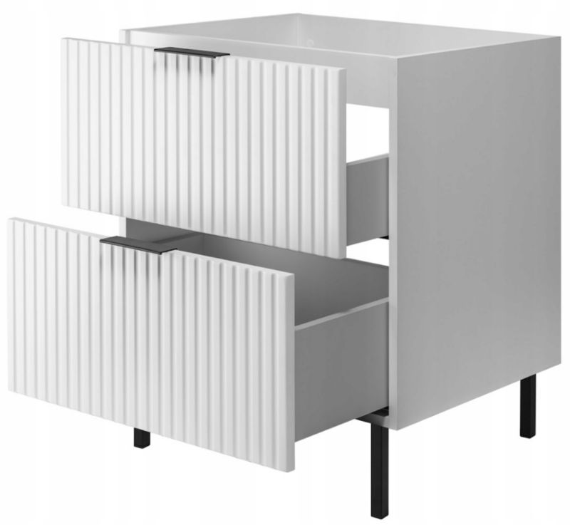 Szafka łazienkowa Furnidea 60 cm biała ryflowana z nóżkami FLOW 1 szt.