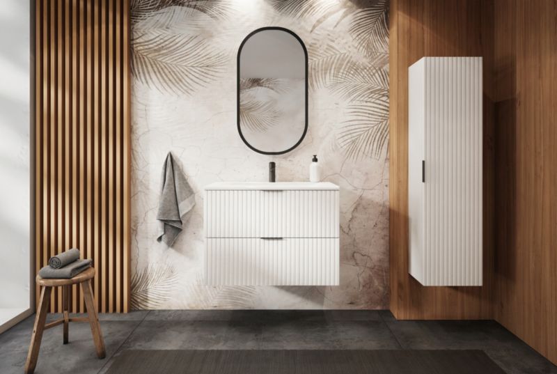 Szafka łazienkowa Furnidea 60 cm biała ryflowana z nóżkami FLOW 1 szt.
