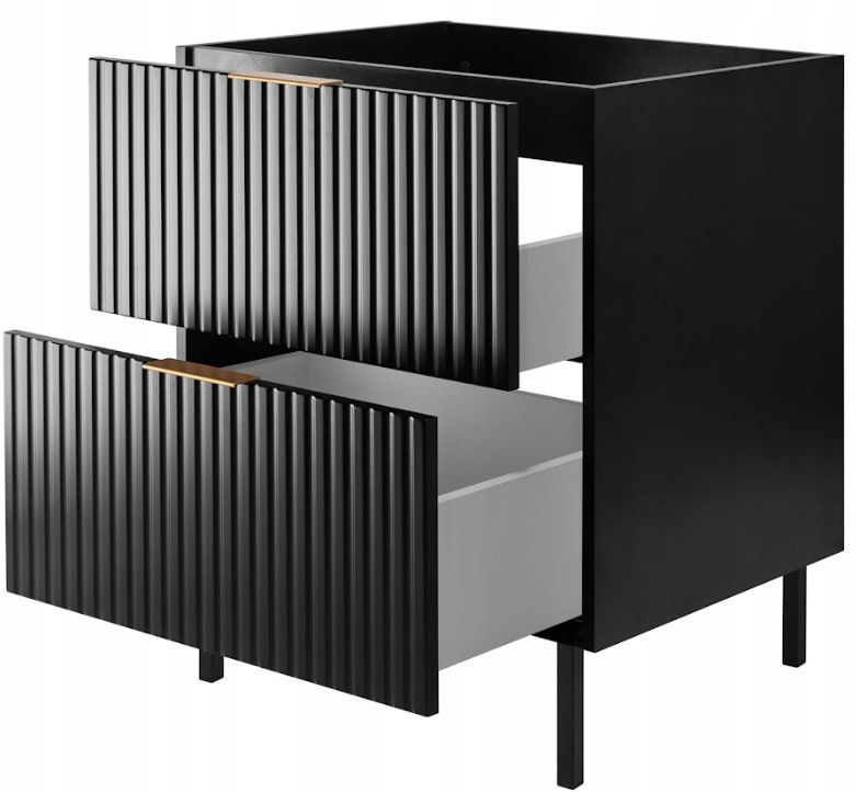 Szafka łazienkowa Furnidea 60 cm czarna ryflowana z nóżkami FLOW 1 szt.