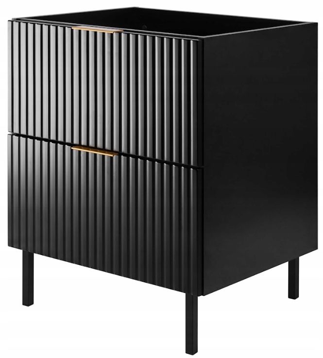 Szafka łazienkowa Furnidea 60 cm czarna ryflowana z nóżkami FLOW 1 szt.