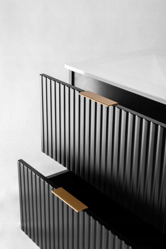 Szafka łazienkowa Furnidea 60 cm czarna ryflowana z nóżkami FLOW 1 szt.