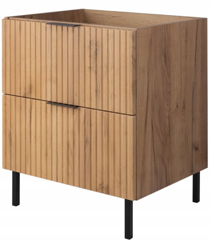 Szafka łazienkowa Furnidea 60 cm dąb craft ryflowana z nóżkami FLOW 1 szt.