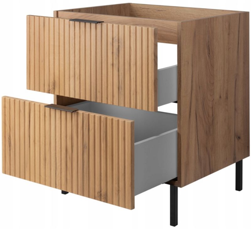 Szafka łazienkowa Furnidea 60 cm dąb craft ryflowana z nóżkami FLOW 1 szt.