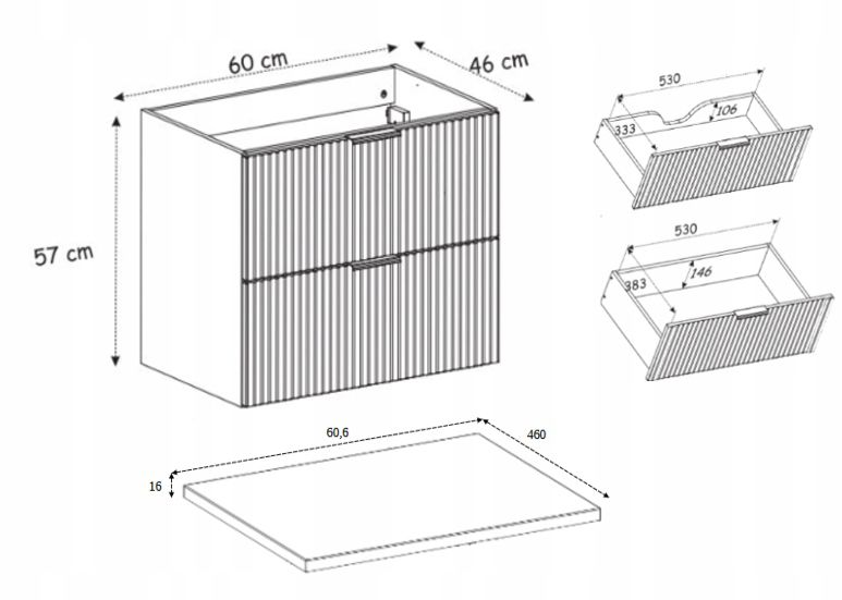 Szafka łazienkowa Furnidea 60 cm dąb craft z blatem i nóżkami FLOW 1 szt.
