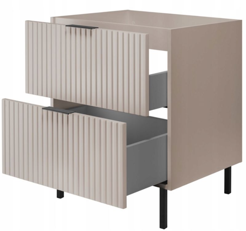 Szafka łazienkowa Furnidea 60 cm kaszmir ryflowana z nóżkami FLOW 1 szt.