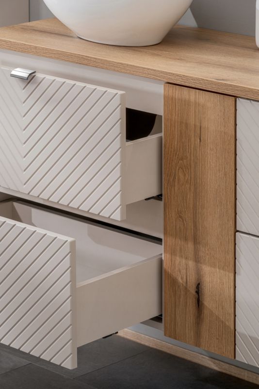 Szafka łazienkowa Furnidea 60 cm wisząca kaszmirowa frezowana z 2 szufladami VIVA 1 szt.