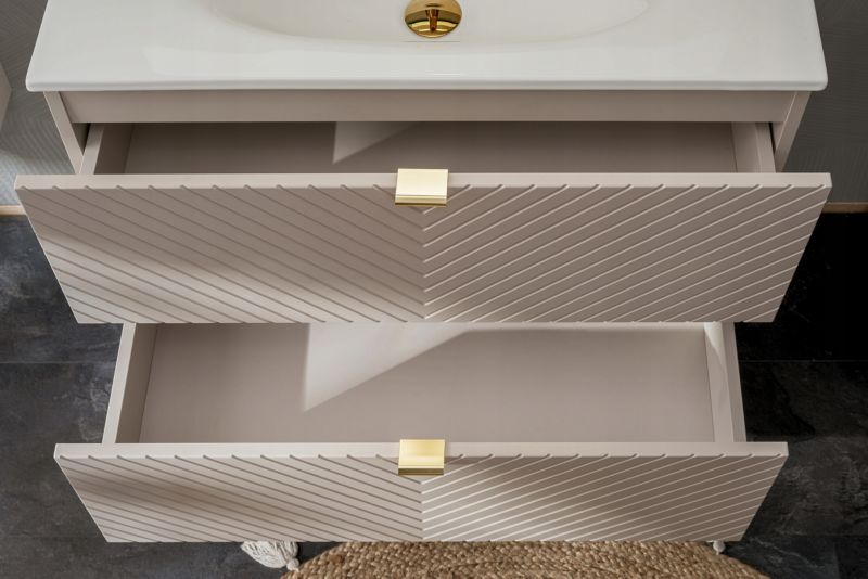 Szafka łazienkowa Furnidea 60 cm wisząca kaszmirowa frezowana z 2 szufladami VIVA 1 szt.