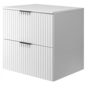 Szafka łazienkowa Furnidea 60 cm wisząca ryflowana 2 szuflady biały blat Flow 1 szt.