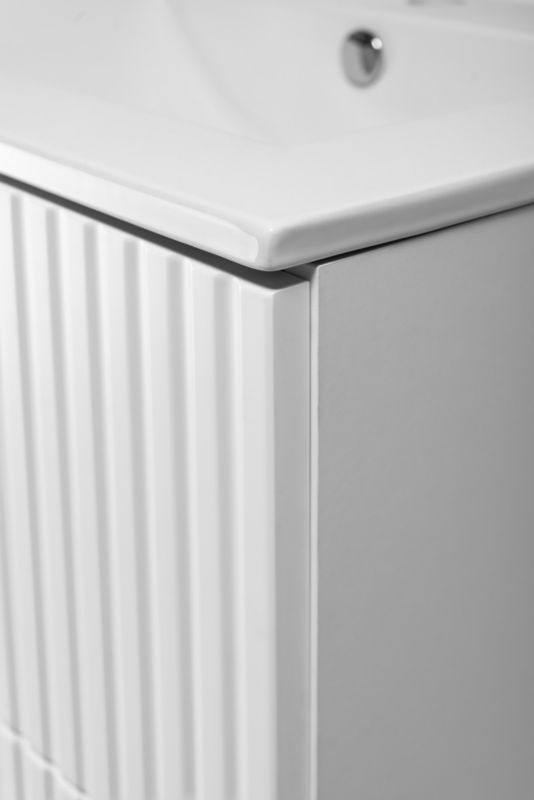 Szafka łazienkowa Furnidea 60 cm wisząca ryflowana 2 szuflady biały blat Flow 1 szt.