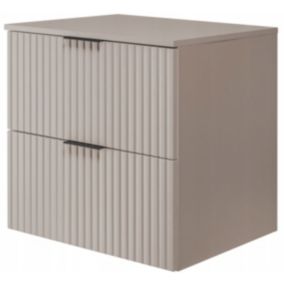 Szafka łazienkowa Furnidea 60 cm wisząca ryflowana 2 szuflady kaszmir Flow z blatem 1 szt.