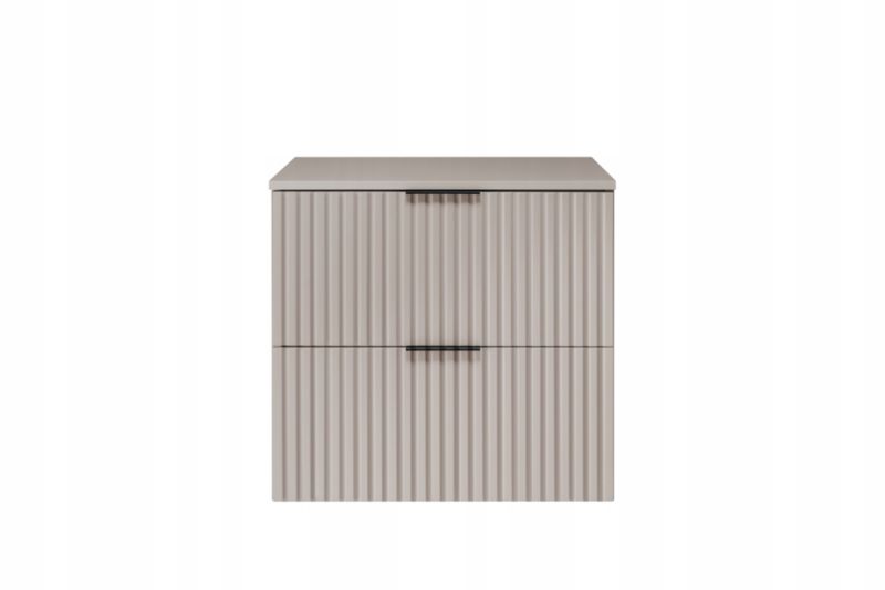 Szafka łazienkowa Furnidea 60 cm wisząca ryflowana 2 szuflady kaszmir Flow z blatem 1 szt.