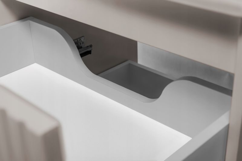 Szafka łazienkowa Furnidea 60 cm wisząca ryflowana 2 szuflady kaszmir Flow z blatem 1 szt.