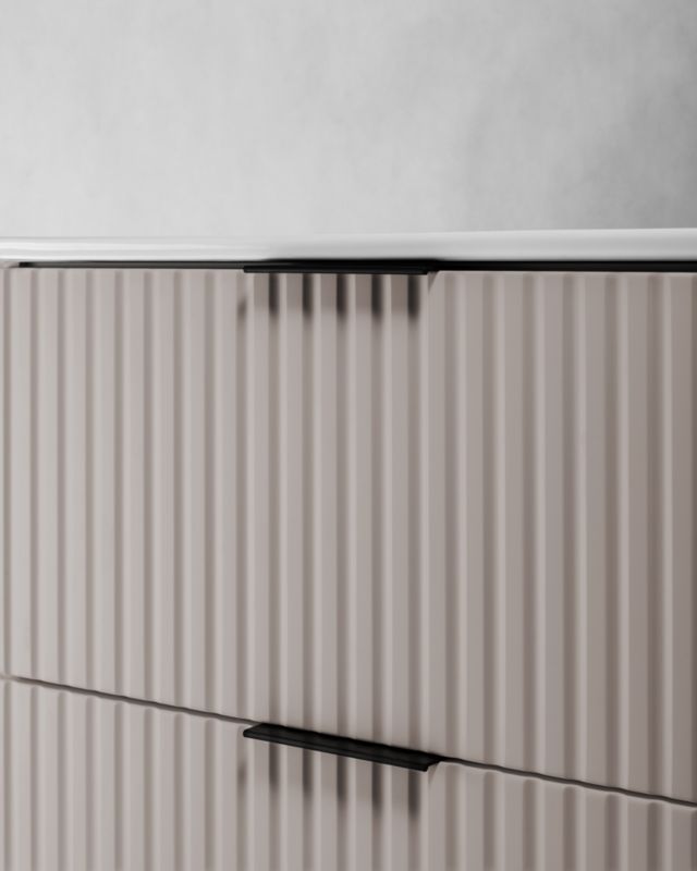 Szafka łazienkowa Furnidea 60 cm wisząca ryflowana 2 szuflady kaszmir Flow z blatem 1 szt.