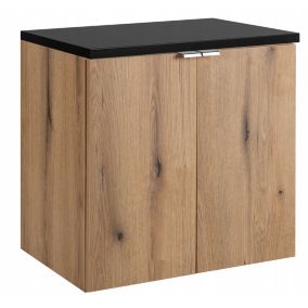 Szafka łazienkowa Furnidea 60 cm Wisząca z Czarnym Blatem Dąb Evoke 2 Drzwi 1 szt.