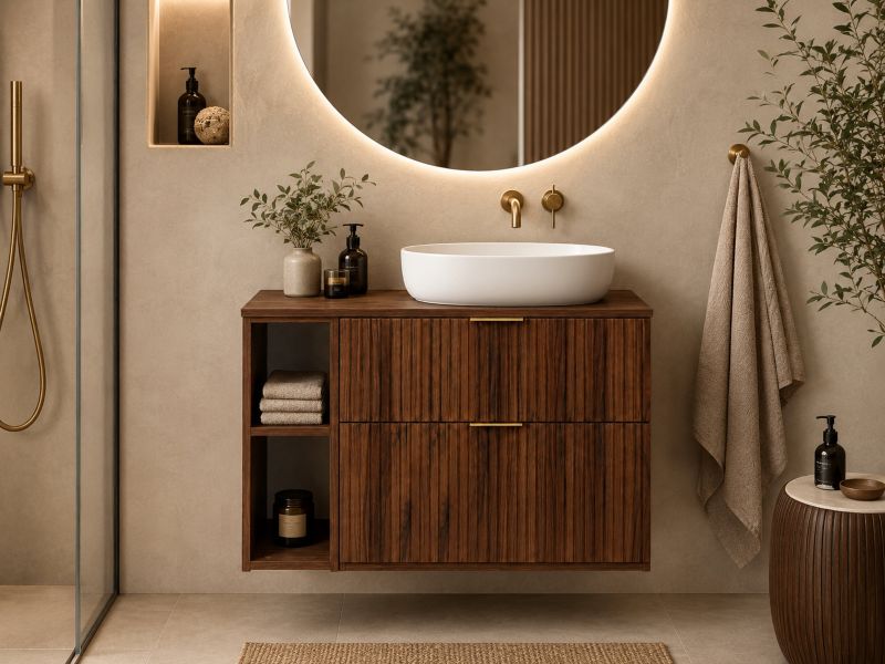 Szafka łazienkowa Furnidea 60 cm z blatem orzech Flow 1 szt