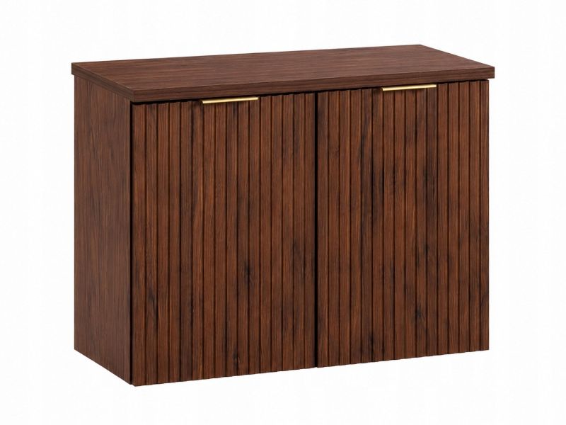 Szafka łazienkowa Furnidea 80 cm 2x kosz na pranie z blatem dąb Orzech FLOW 1 szt.